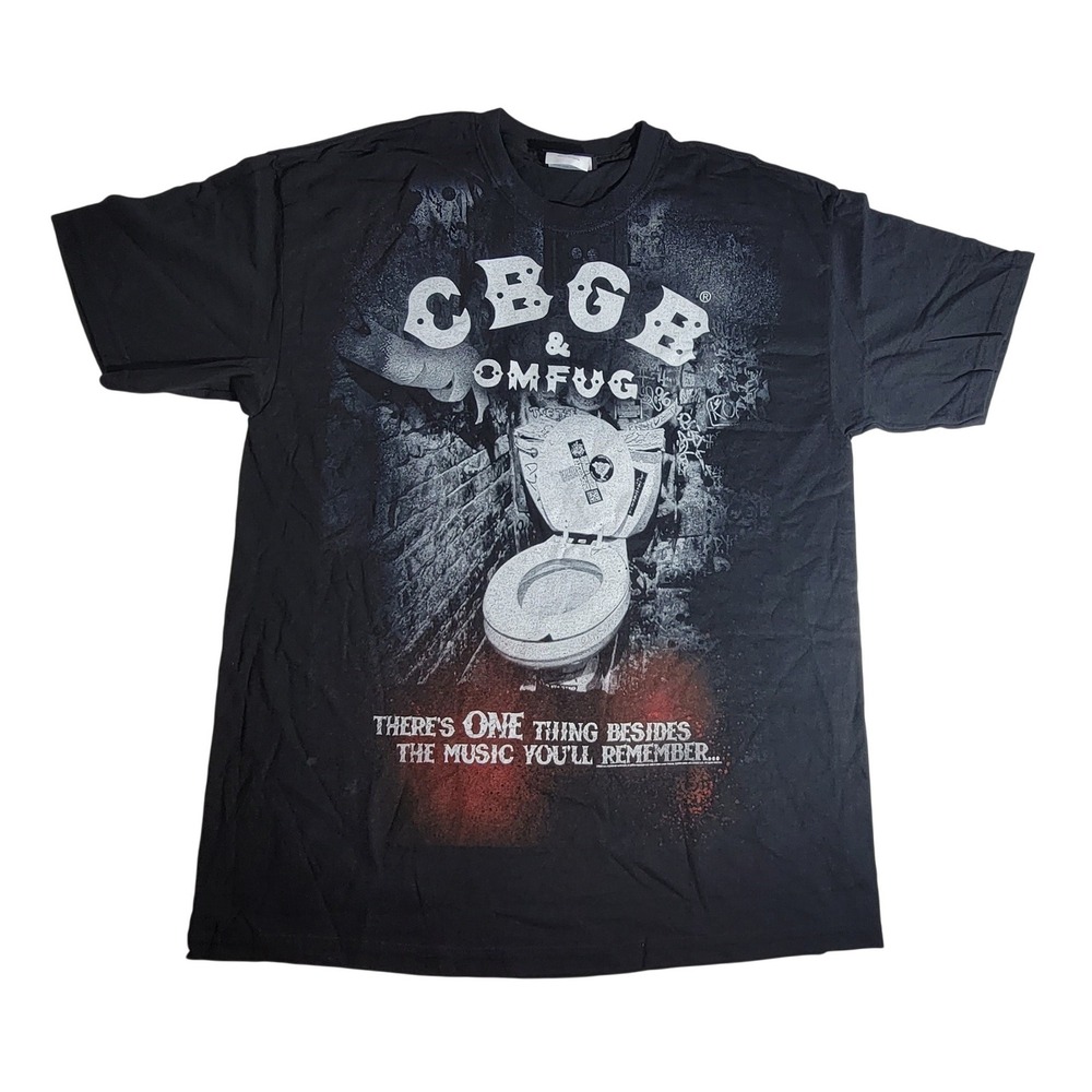CBGB OMFUG Our Toilet Graphic T-Shirt Mens Large Black Punk Rock NYC Tee